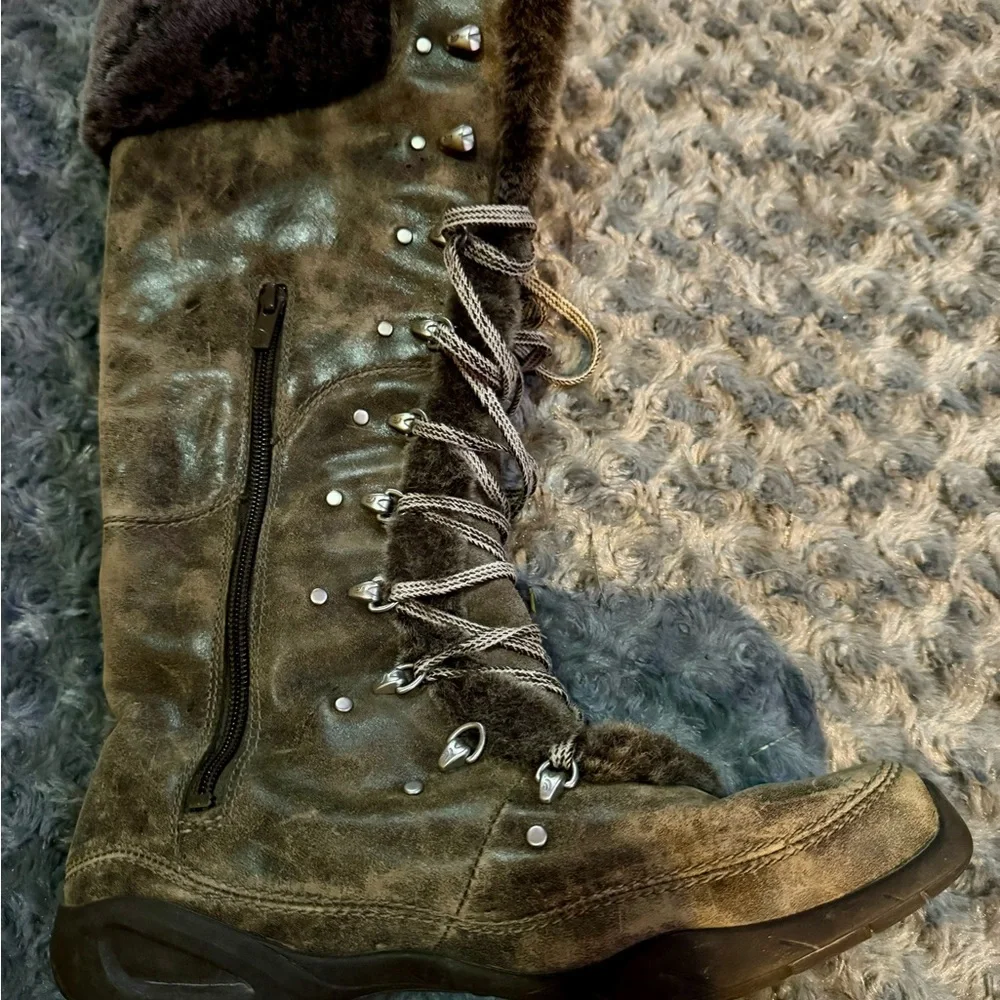 The North Face Brown Suede Lace-Up Knee-High Winter Boots